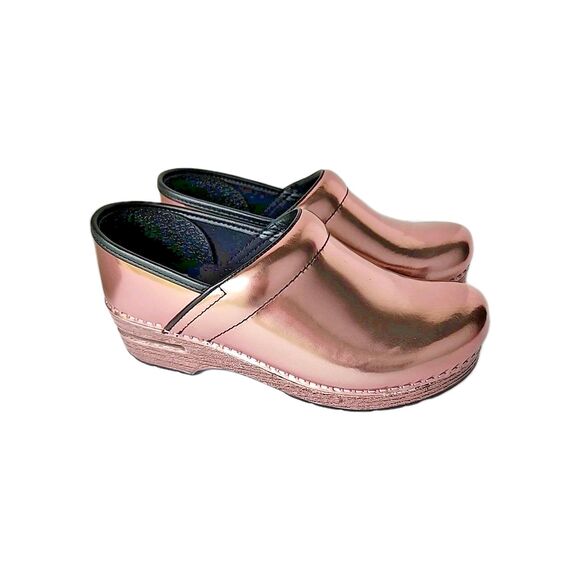 Dansko Professional Rose Chrome Metallic Patent Leather Clog EU 38 US 7.5 8 Pink - Picture 5 of 10